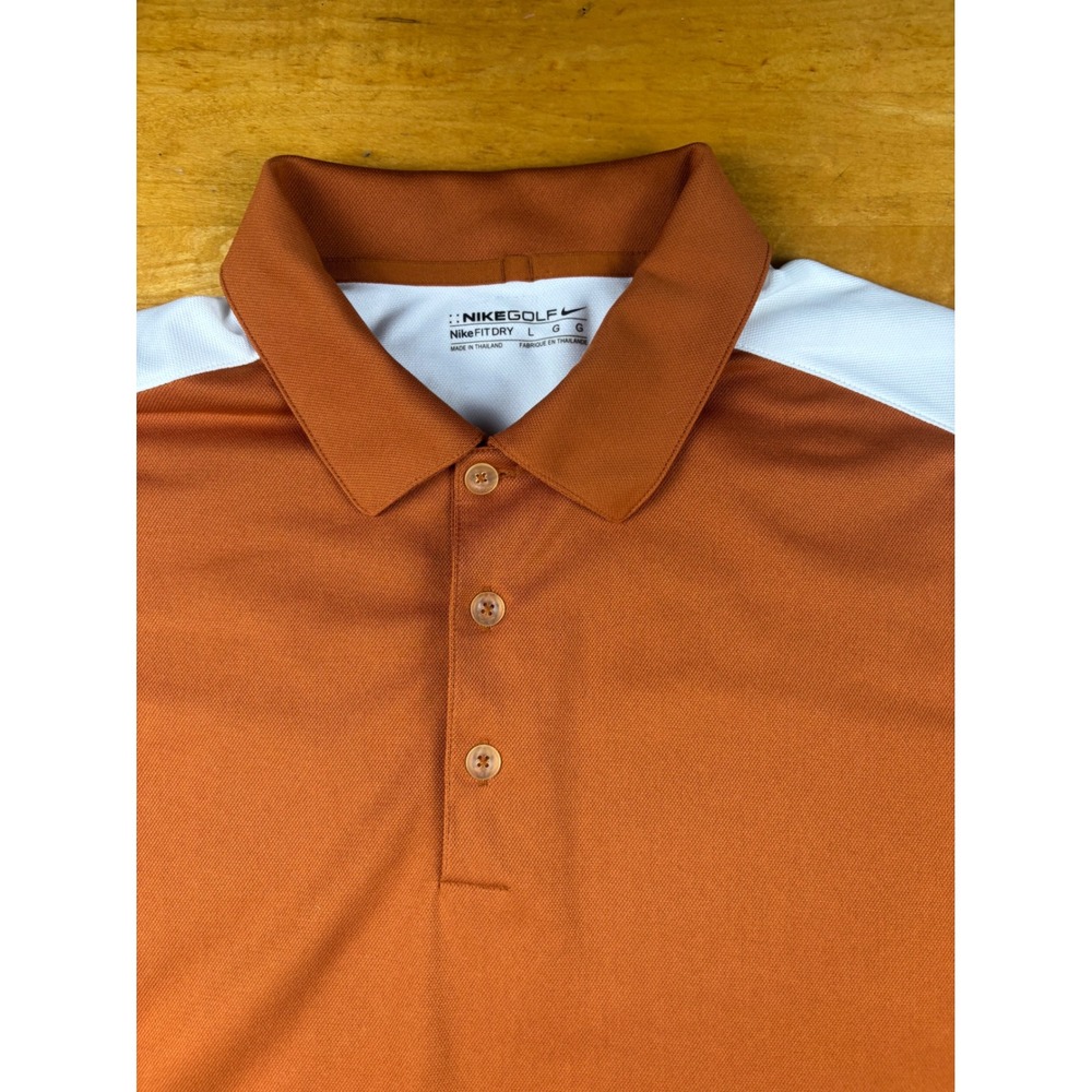 Nike Golf Fit Dry Polo Shirt Mens Large Burnt Orange White Scioto Reserve Logo